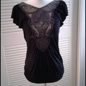 *Sheer Black with Sequins Womens Top